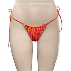 Ed Hardy RARE Geisha ‘Lady’ Bright Pink Orange String Side Tie Bikini Medium